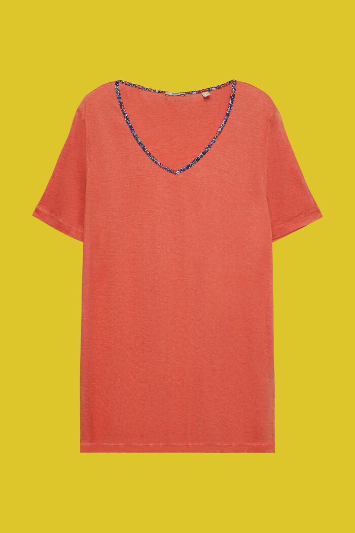 CURVY Camiseta con ribete floral, TENCEL™, ORANGE RED, detail image number 2