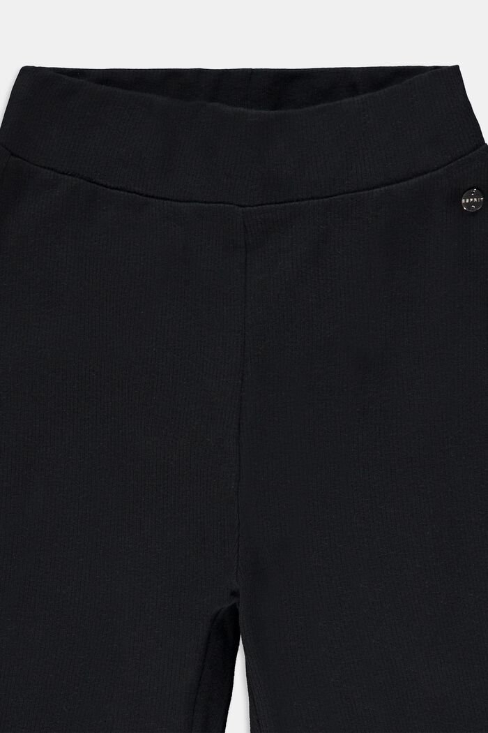 Leggings de algodón acanalados con perneras abiertas, BLACK, detail image number 2