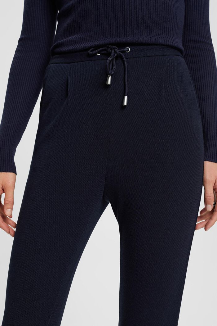 Pantalón de cintura alta con textura en estilo deportivo, NAVY, detail image number 2