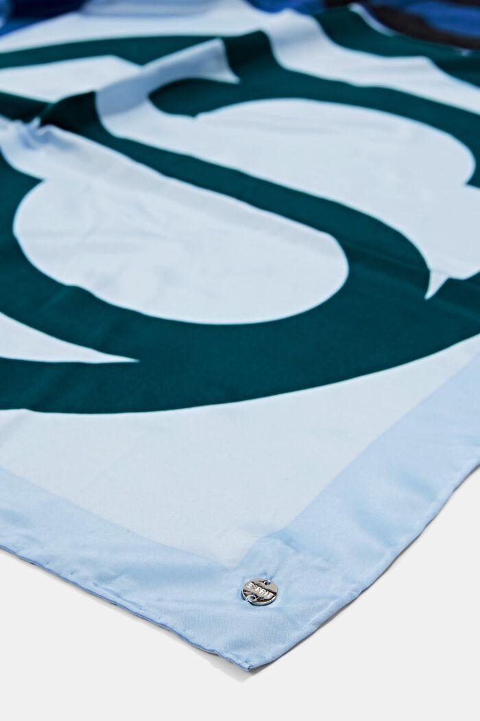 pañuelo con acabado satinado y monograma, GREY BLUE, detail image number 1