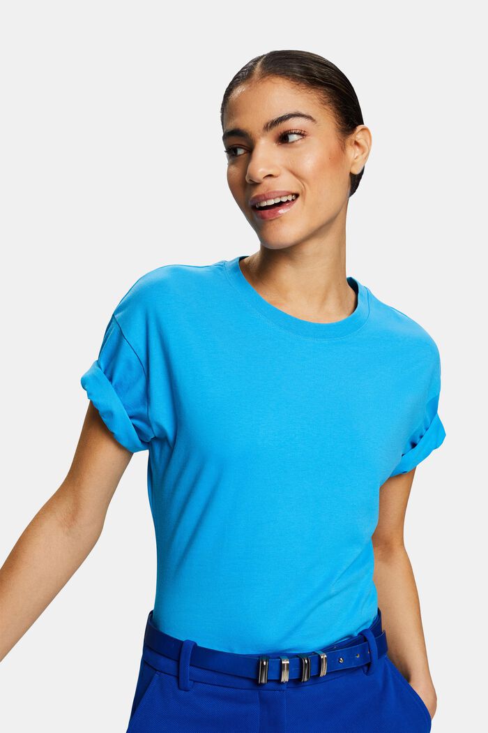 Camiseta entallada de cuello redondo, BLUE, detail image number 0