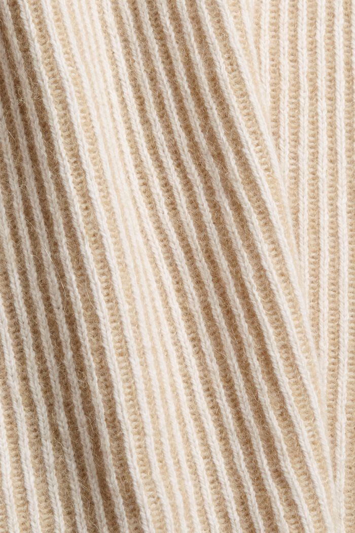 En mezcla de lana: jersey de canalé con efecto bicolor, KHAKI BEIGE, detail image number 4