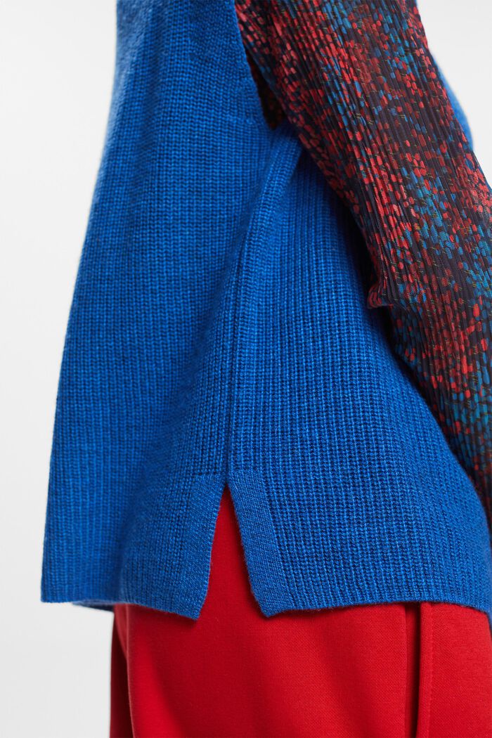 Chaleco de punto acanalado en mezcla de lana, BRIGHT BLUE, detail image number 1