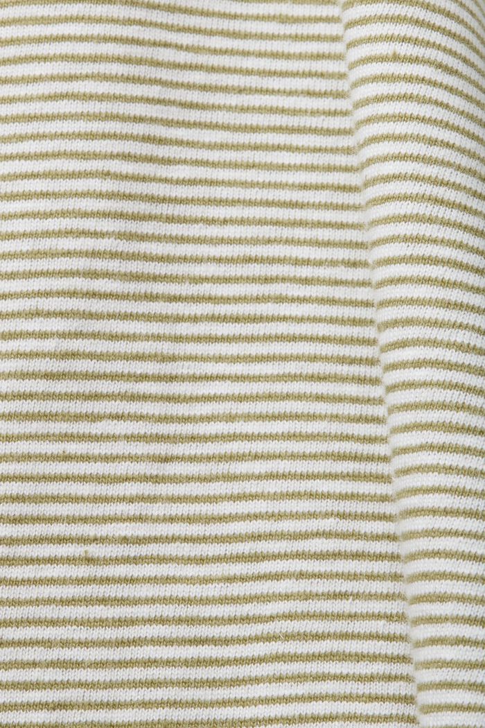 Camiseta de punto a rayas, mezcla de algodón y lino, LEAF GREEN, detail image number 5