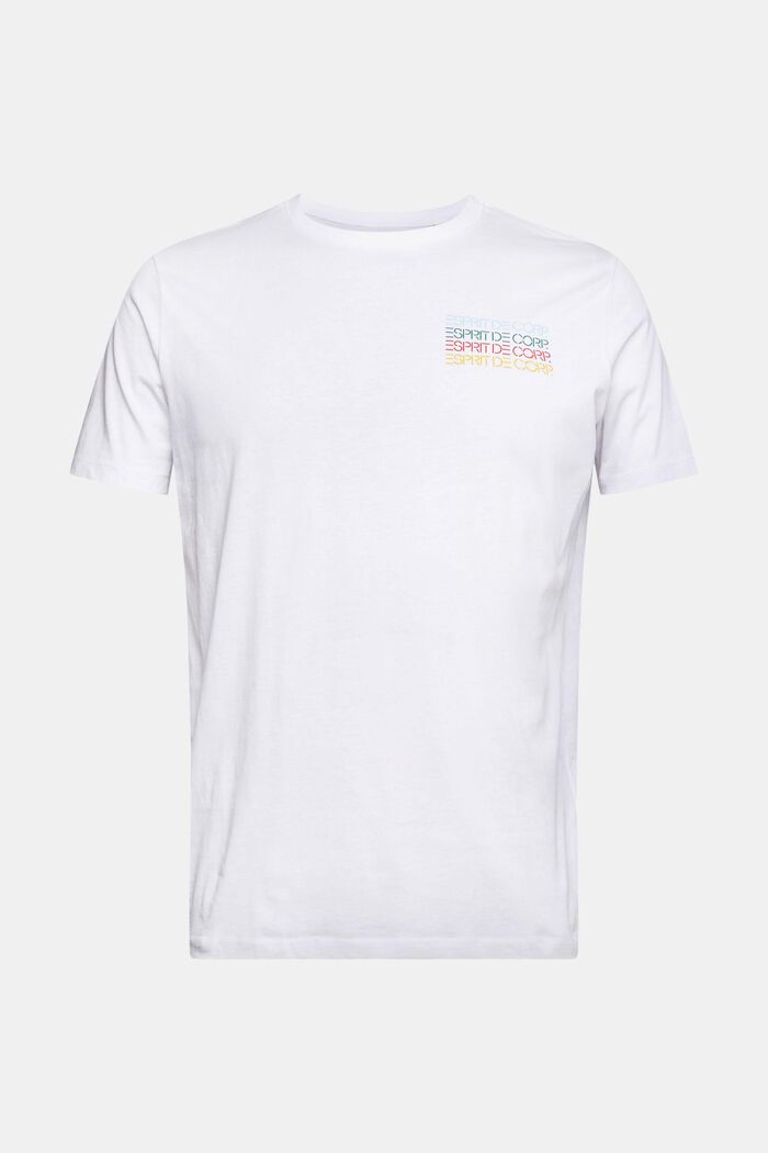 Camiseta de jersey con logotipo de colores estampado, WHITE, detail image number 5