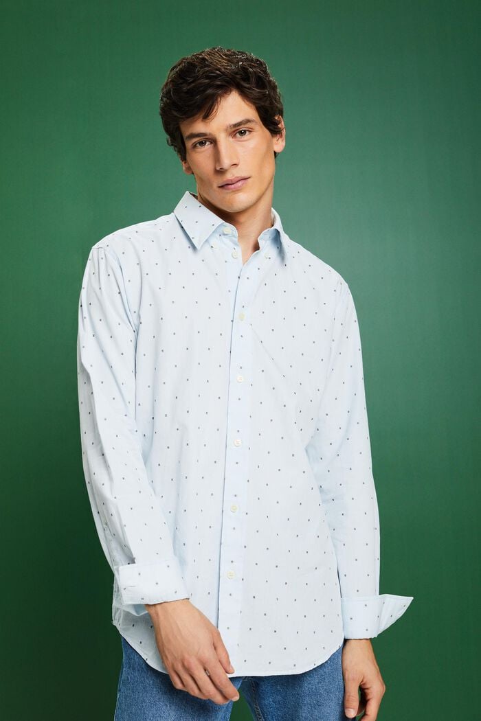 Camiseta de corte ajustado en algodón bordado, PASTEL BLUE, detail image number 0