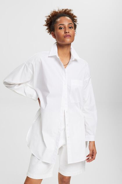 Blusa camisera oversize, WHITE, overview