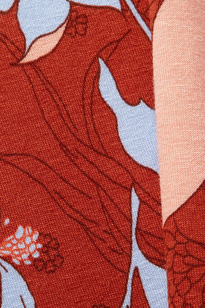 Vestido de tejido jersey con diseño floral, CORAL ORANGE, detail image number 5