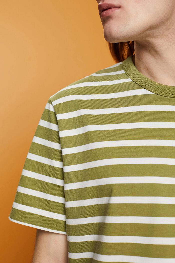 Camiseta con diseño a rayas de algodón sostenible, LEAF GREEN, detail image number 2