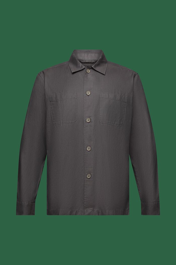 Camisa de sarga con cuello abotonado, DARK GREY, detail image number 6
