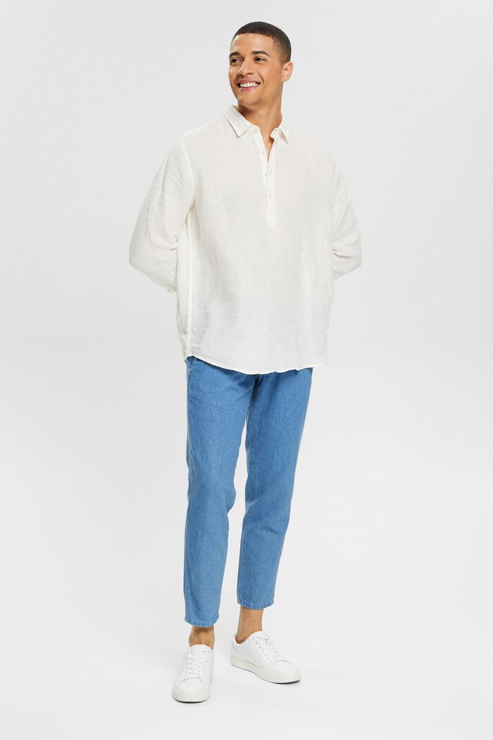 Camisa de 100% lino, OFF WHITE, detail image number 5