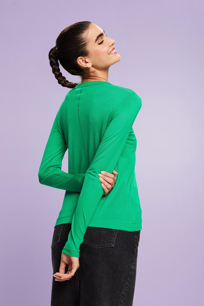 Camiseta de manga larga en tejido jersey, GREEN, detail image number 3
