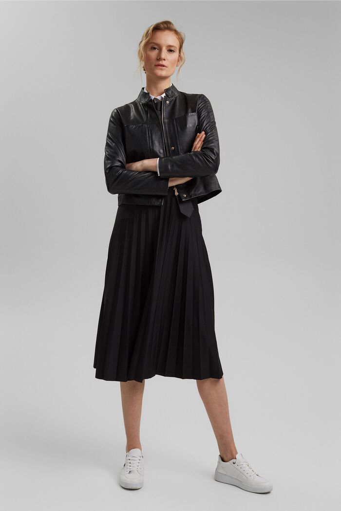 Reciclada: falda de pliegues con cintura elástica, BLACK, detail image number 1