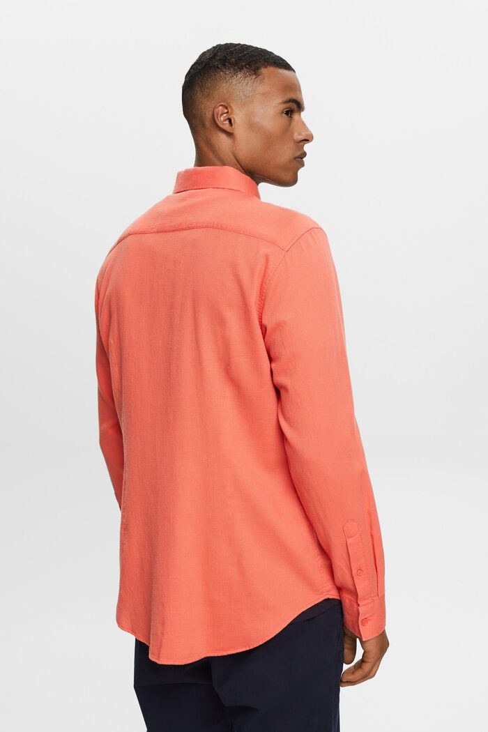 Camisa de corte ceñido con textura, 100% algodón, CORAL RED, detail image number 4