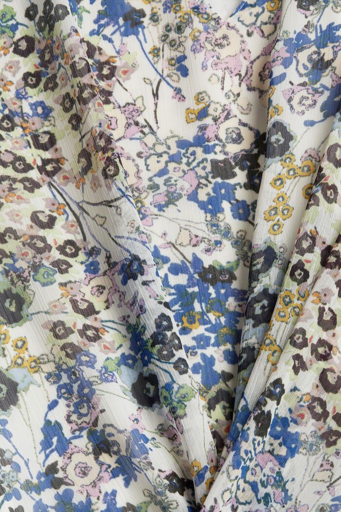 Blusa de crepé con diseño de flores pequeñas, LIGHT BEIGE, detail image number 4