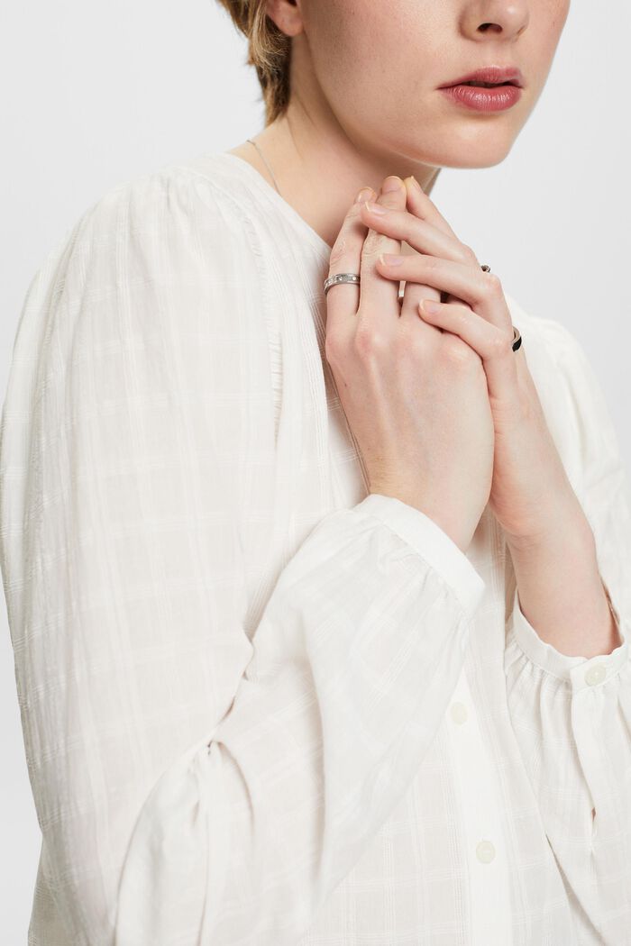 Blusa de algodón con textura, OFF WHITE, detail image number 3