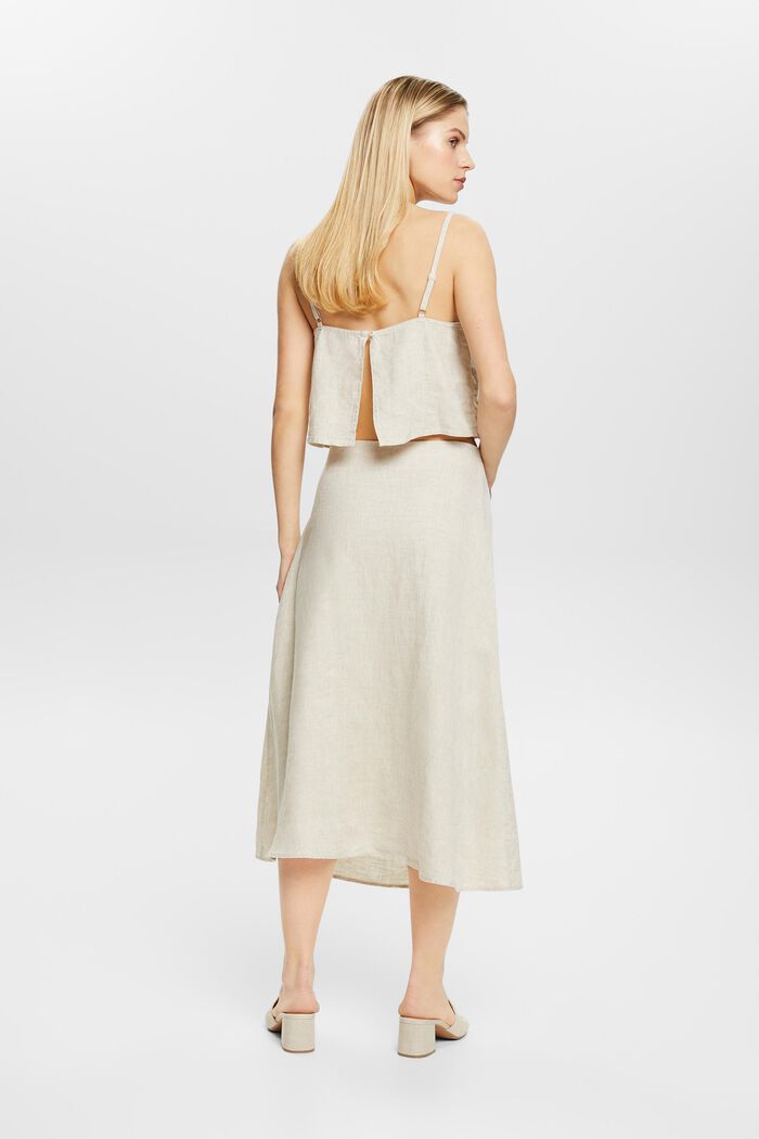 Falda midi de lino sin teñir, BEIGE, detail image number 2