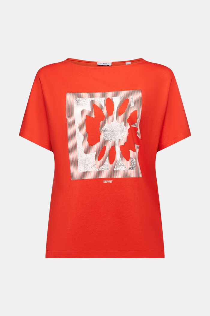 Camiseta de punto con estampado por delante, RED, detail image number 5