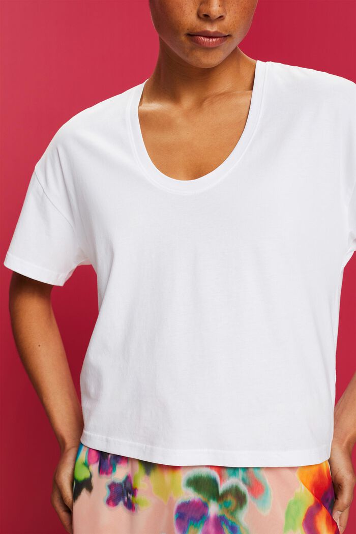 Camiseta cropped oversize, 100 % algodón, WHITE, detail image number 2
