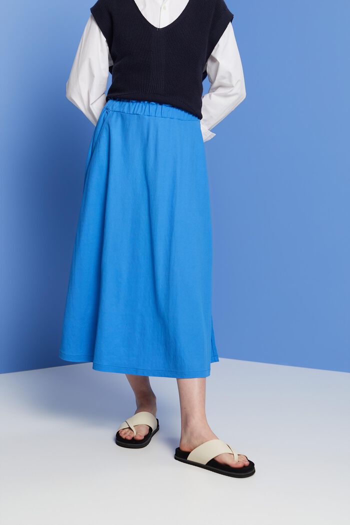 Falda midi con cintura elástica, BRIGHT BLUE, detail image number 0