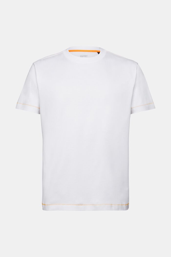 Camiseta de tejido jersey con cuello redondo, 100 % algodón, WHITE, detail image number 6