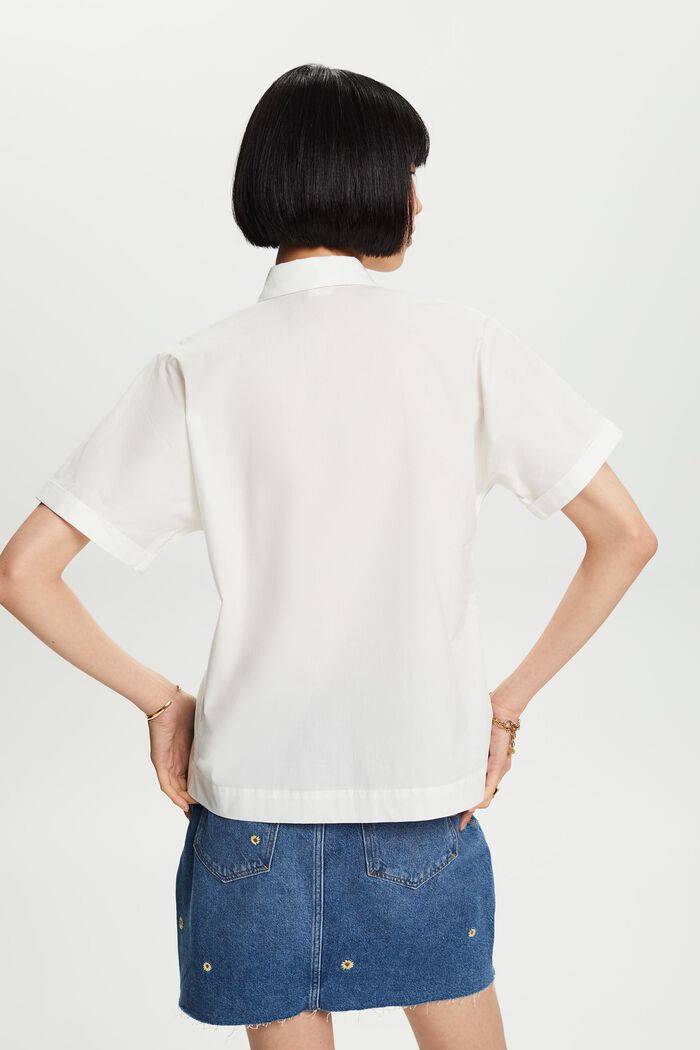 Camisa de popelina de algodón con manga corta, OFF WHITE, detail image number 5