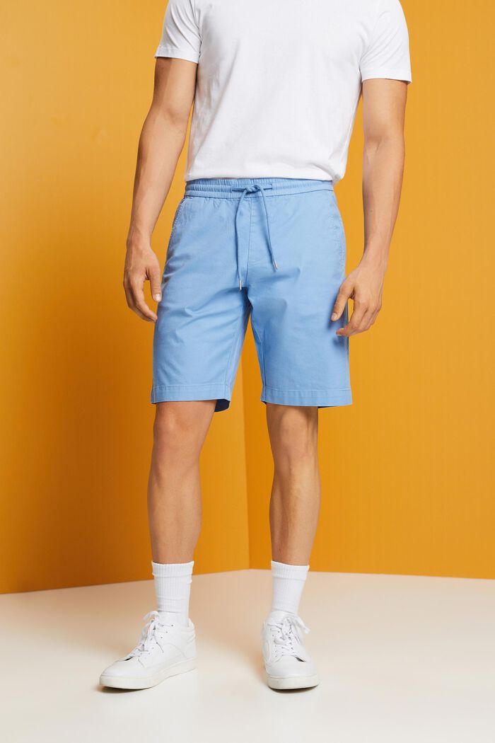 Pantalones cortos en sarga de algodón, LIGHT BLUE, detail image number 0