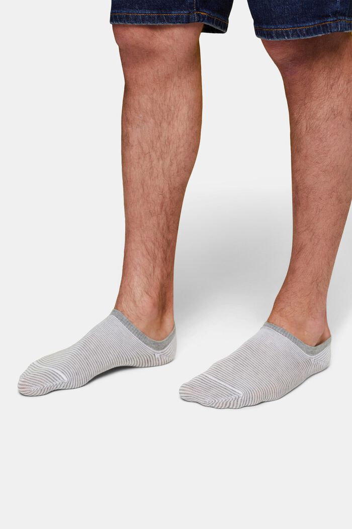 Pack de 2 pares de calcetines tobilleros a rayas, WHITE/GREY, detail image number 1