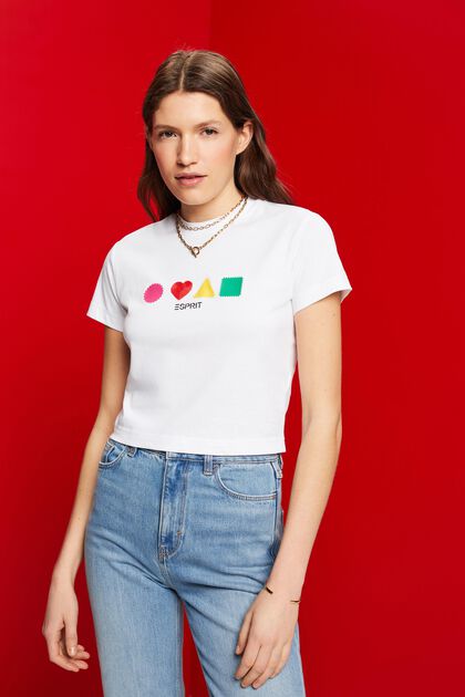 Camiseta de algodón ecológico con estampado geométrico