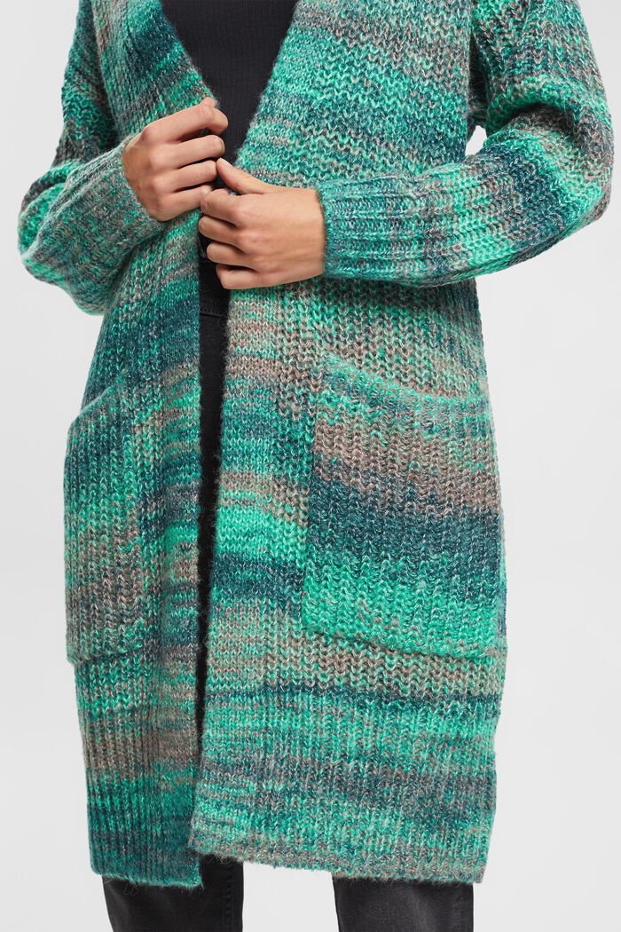Cárdigan de punto con lana, TEAL GREEN, detail image number 0
