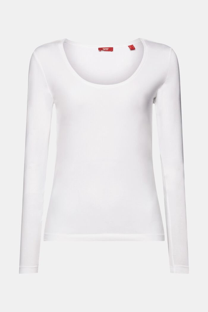 Camiseta de manga larga con cuello redondo profundo, WHITE, detail image number 7