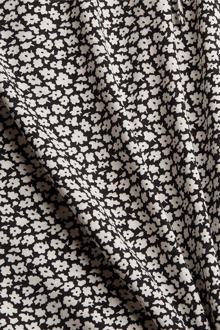 CURVY Camiseta de manga larga con estampado de flores en mezcla de algodón ecológico, BLACK, detail image number 1