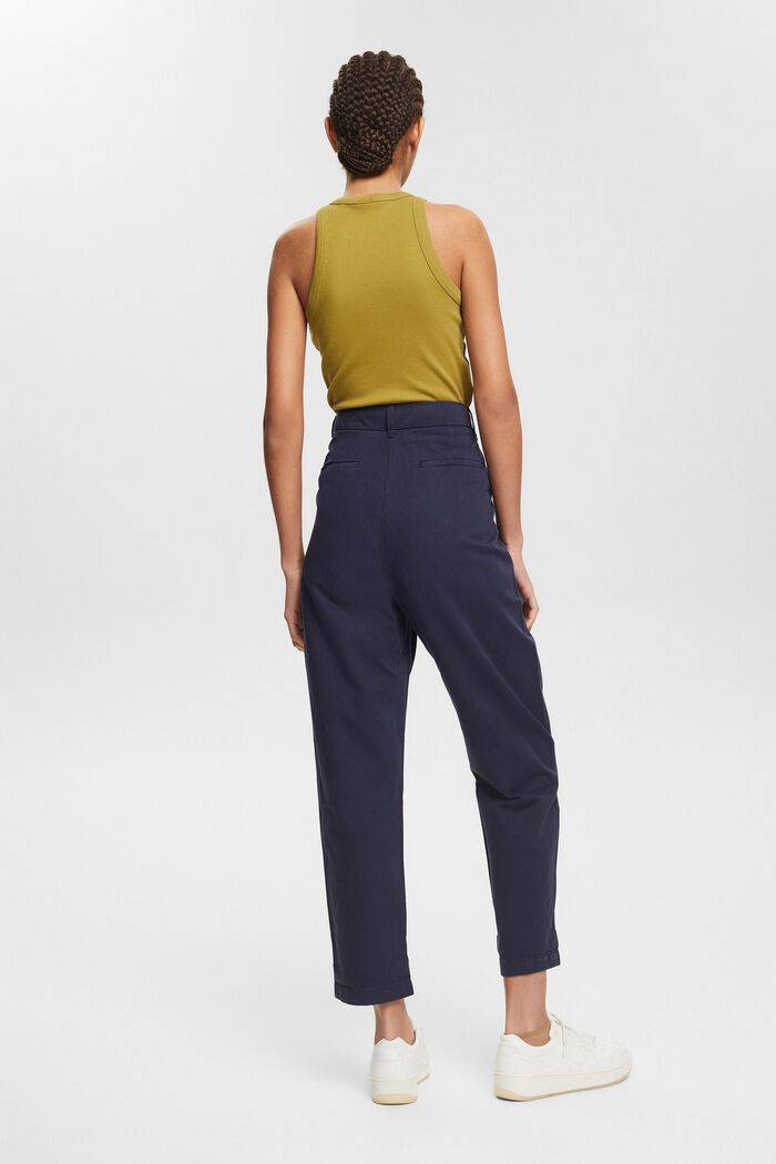 Pantalón chino con cintura alta, 100 % algodón Pima, NAVY, detail image number 3