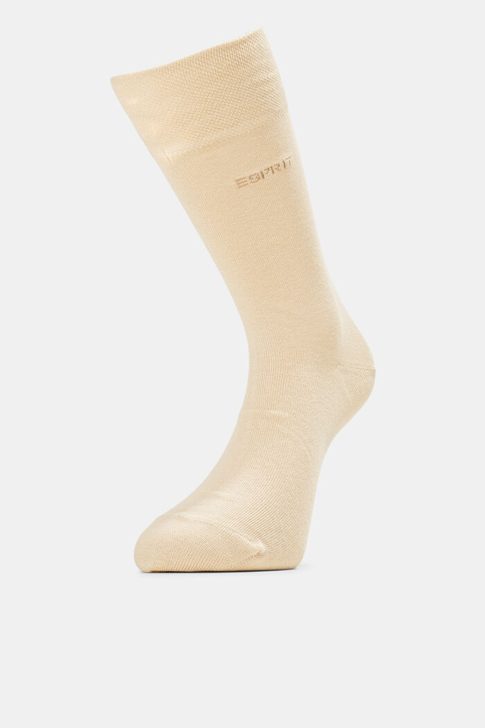 Pack de dos calcetines con remate suave, mezcla de algodón ecológico, CREAM, detail image number 0