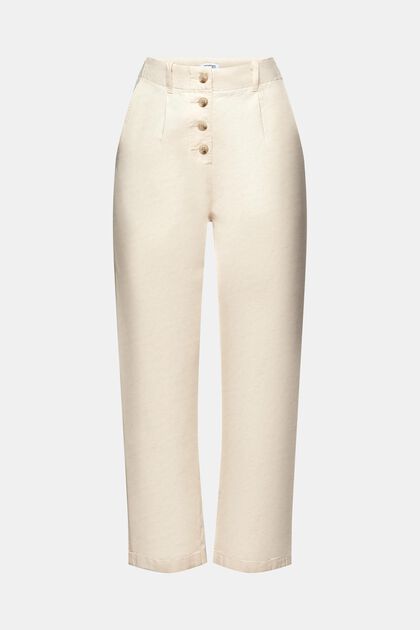 Pantalón con bragueta de botones lino de algodón
