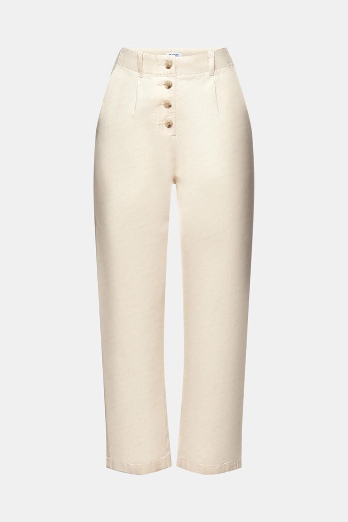 Pantalón con bragueta de botones lino de algodón, CREAM BEIGE, detail image number 7