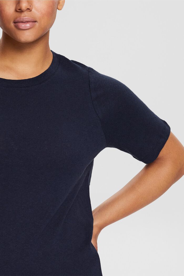 CURVY con lino: camiseta básica, NAVY, detail image number 0
