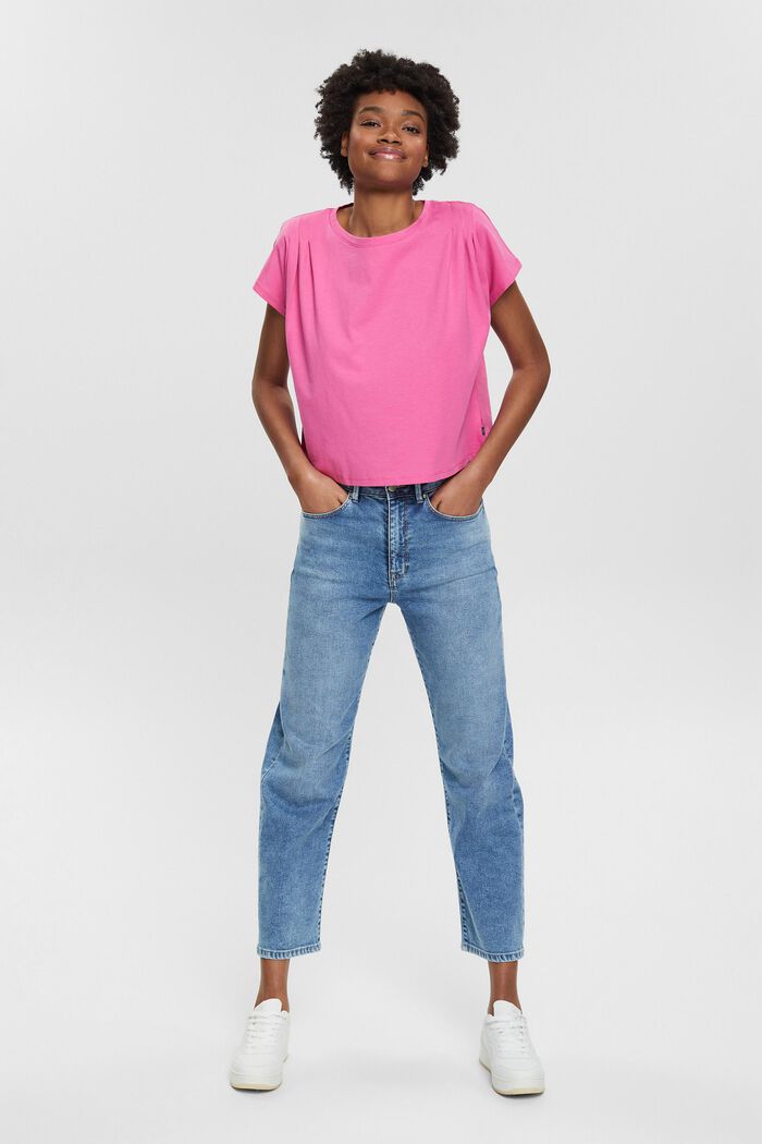 Camiseta con frunces, 100% algodón ecológico, PINK, detail image number 1