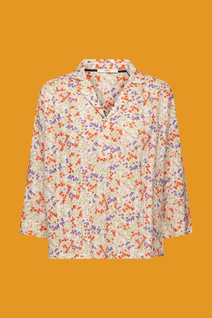 Blusa de algodón con estampado floral, OFF WHITE, detail image number 5