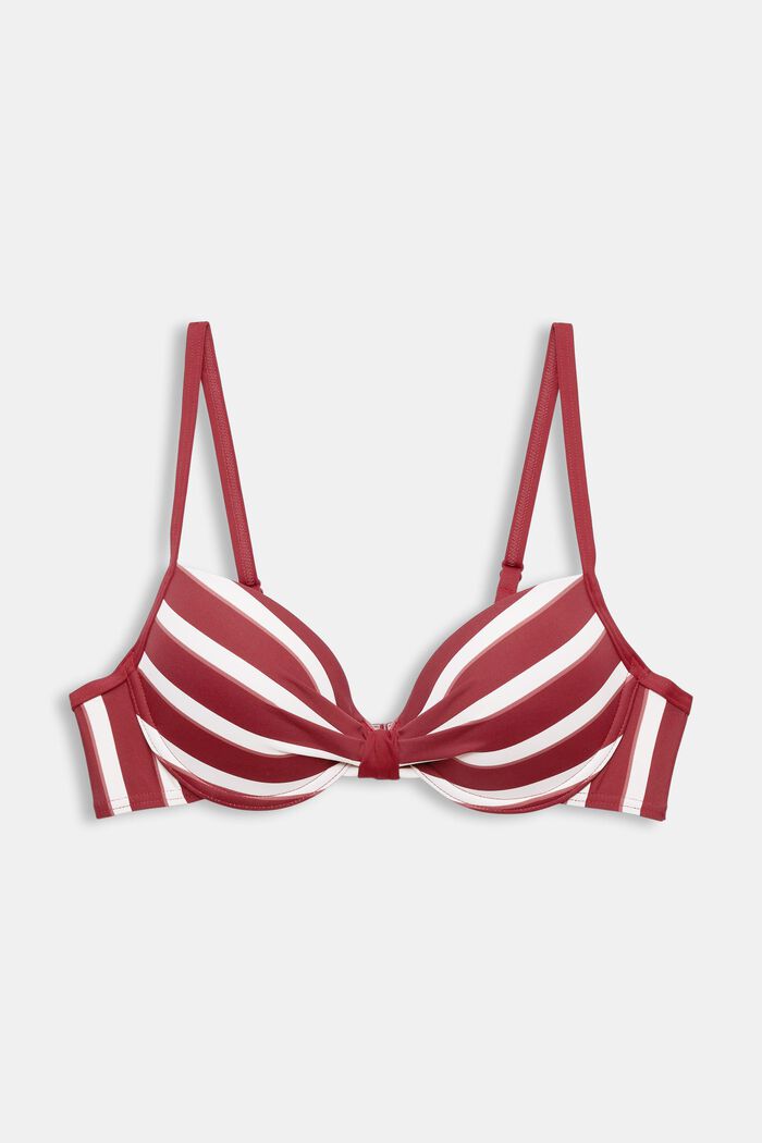 Top de bikini acolchado y con aros, a rayas, DARK RED, detail image number 4