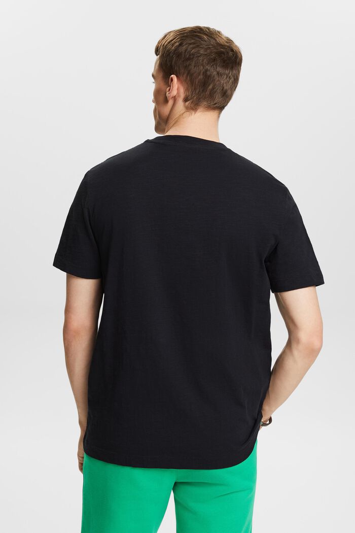 Camiseta algodón flameado logotipo bolsillo, BLACK, detail image number 2