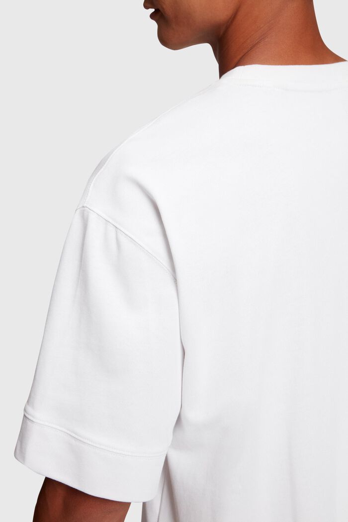 Camiseta con estampado de tejido vaquero índigo, WHITE, detail image number 3