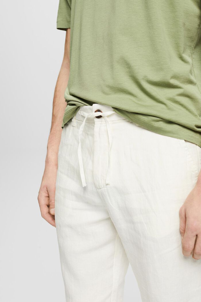 Pantalón en 100% lino, OFF WHITE, detail image number 2