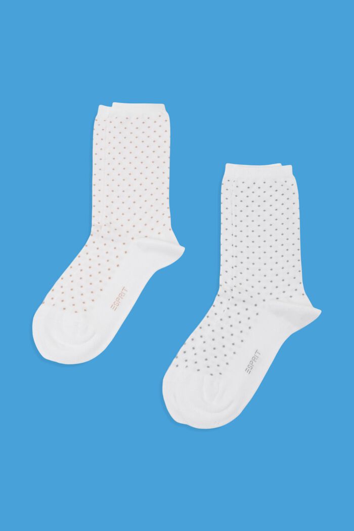 Pack de 2 calcetines de lunares, algodón ecológico, OFF WHITE, detail image number 0