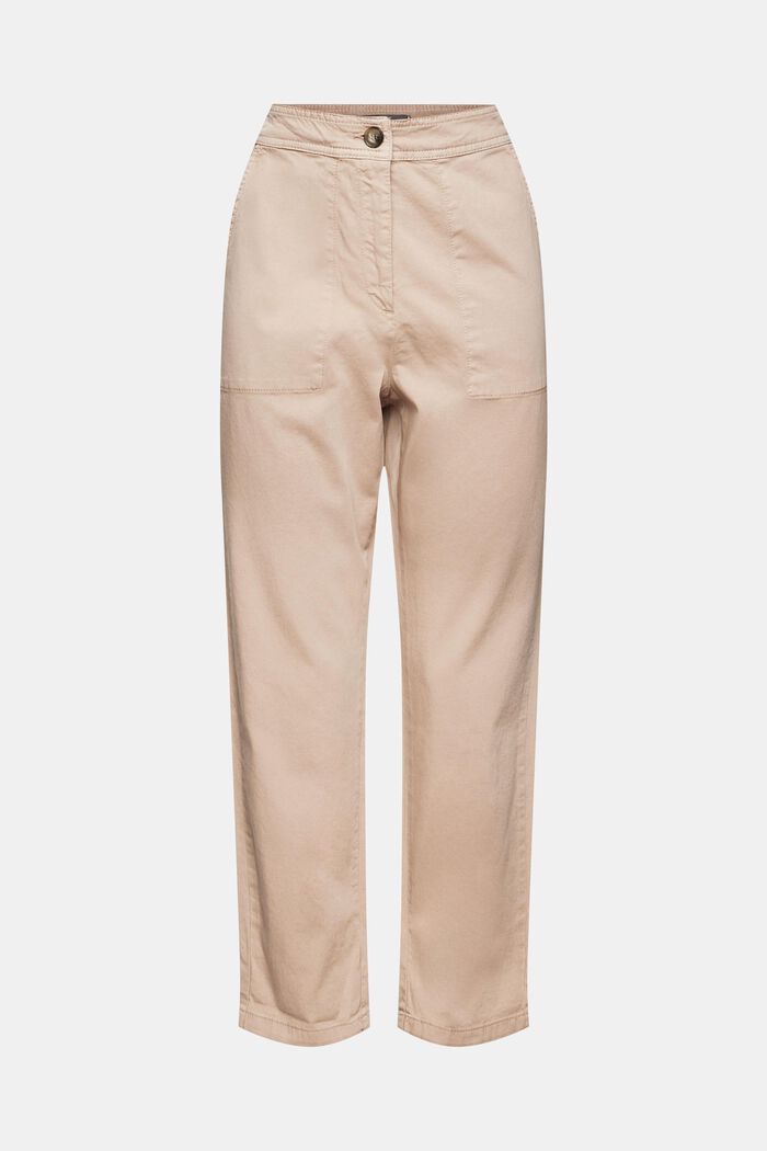 Pantalón de cintura alta en algodón ecológico, LIGHT TAUPE, detail image number 7
