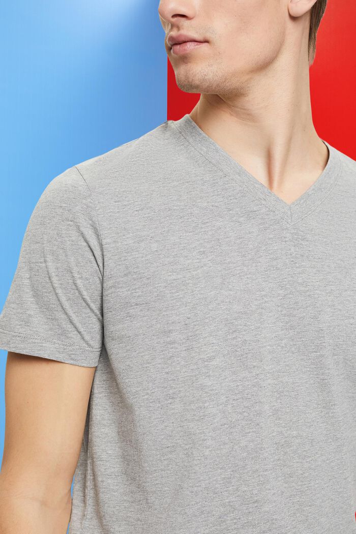 Camiseta de punto con cuello en V y corte ajustado, MEDIUM GREY, detail image number 2