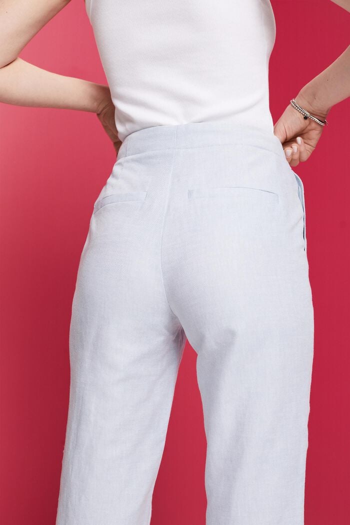 Pantalones chinos de largo tobillero con cinturón cosido, mezcla de lino, LIGHT BLUE LAVENDER, detail image number 4