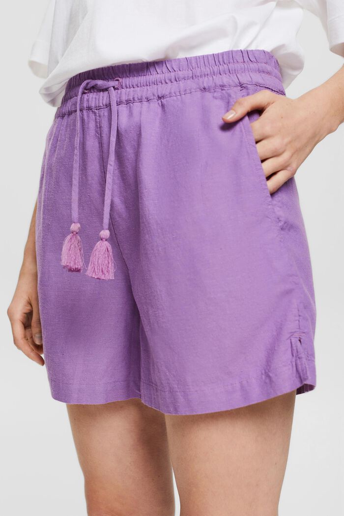 Con lino: pantalones cortos con cordón, VIOLET, detail image number 2
