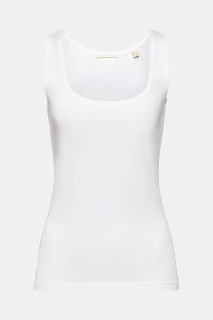 Camiseta de algodón ecológico sin mangas, WHITE, overview