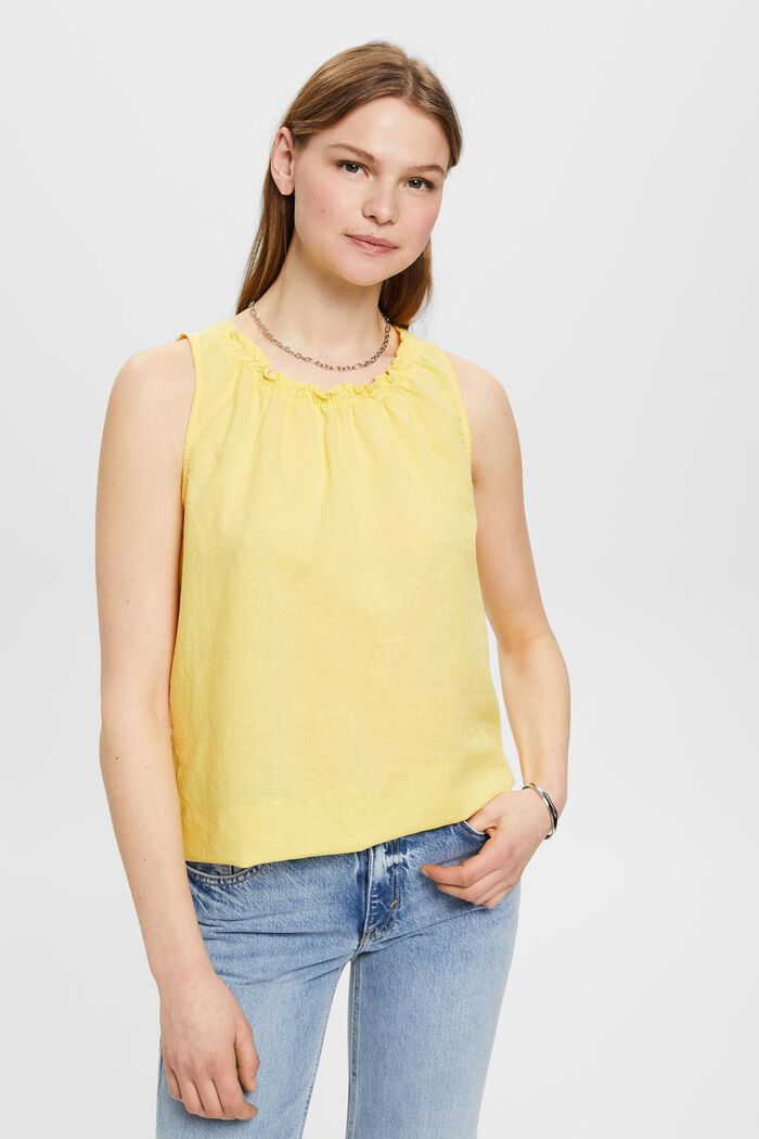 ESPRIT - Blusa sin mangas en mezcla de lino en nuestra tienda online